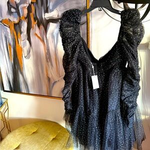 Zimmerman black tulle gold dotted mini dress, brand new size 4